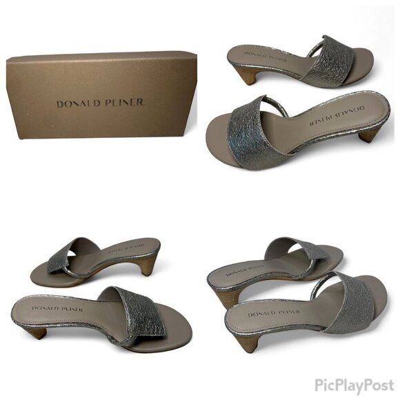 DONALD PLINER Vimm Pebbled Slip-on Mid Heel, Metallic Light Taupe, Sz 7, NEW - Picture 11 of 12